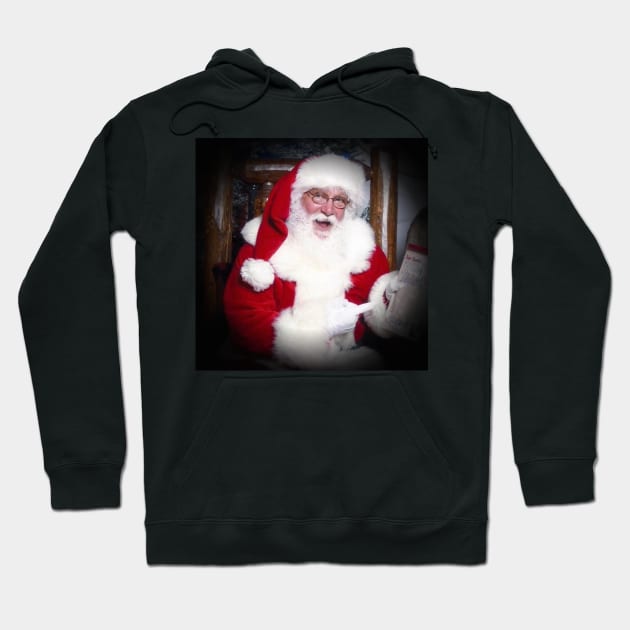 Santa's list black vignette Hoodie by JOHN COVERT ILLUSTRATIONS